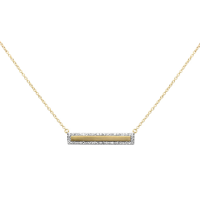 SPECIAL!.19ct G SI 14K Yellow Gold Diamond Bar Pendant Necklace 18" Chain