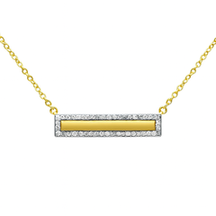 SPECIAL!.19ct G SI 14K Yellow Gold Diamond Bar Pendant Necklace 18" Chain