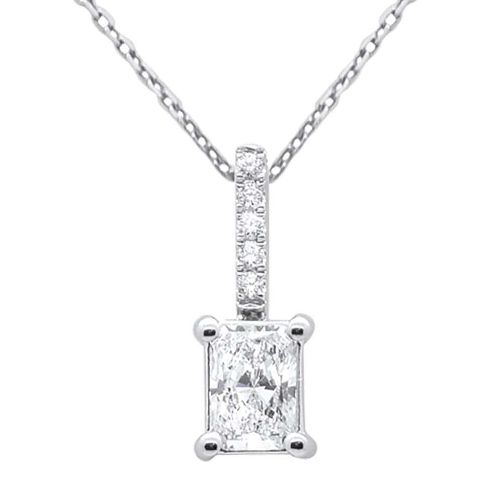 SPECIAL! .76ct G SI 14K White Gold Radiant Cut Diamond Pendant Necklace 18" Chain