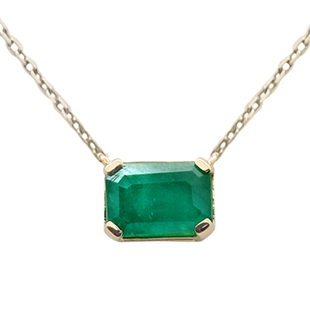 SPECIAL! .99ct G SI 14K Yellow Gold Emerald Gemstone Solitaire Pendant Necklace 18" Chain