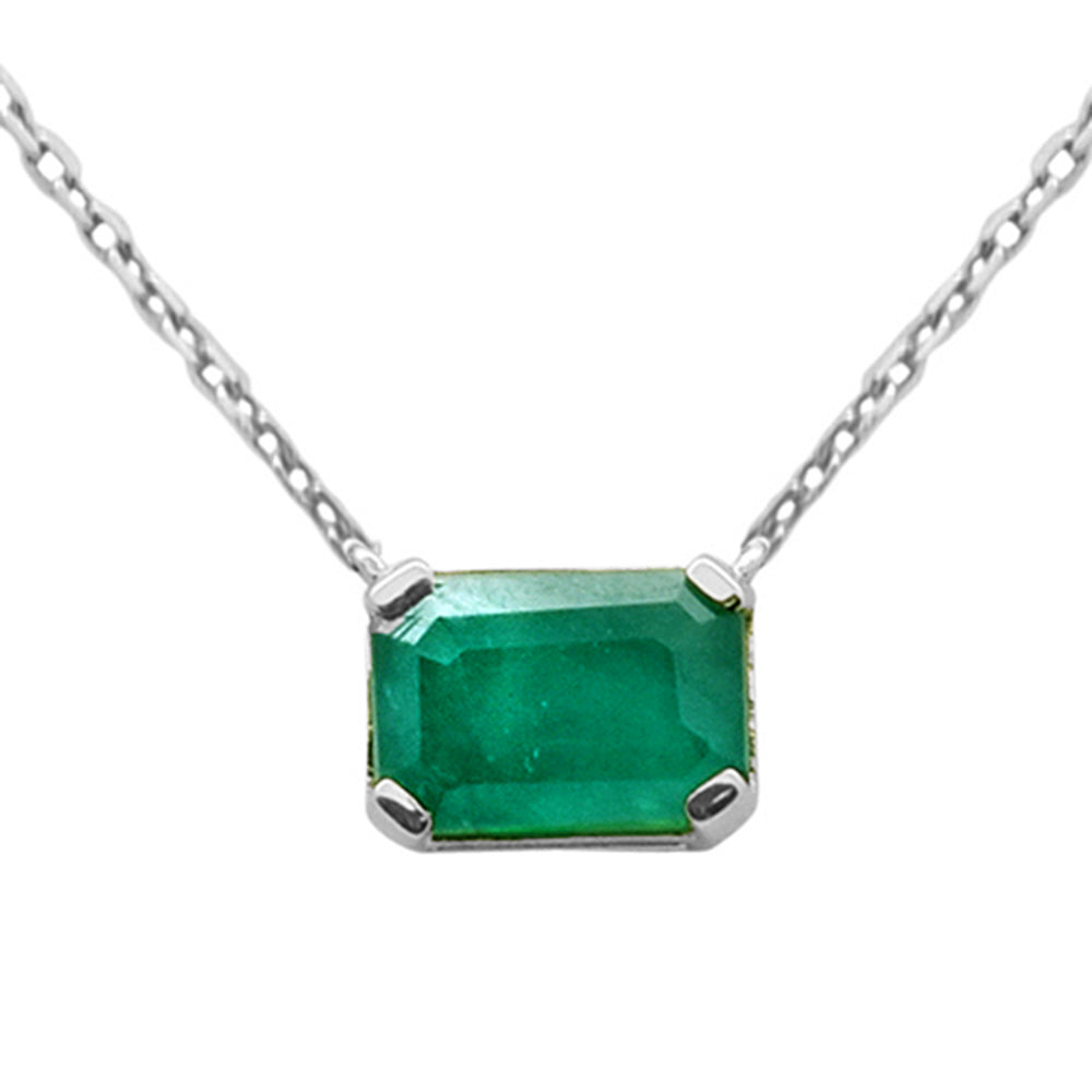 SPECIAL! 1.10ct G SI 14K White Gold Emerald Gemstone Solitaire Pendant Necklace 18" Chain