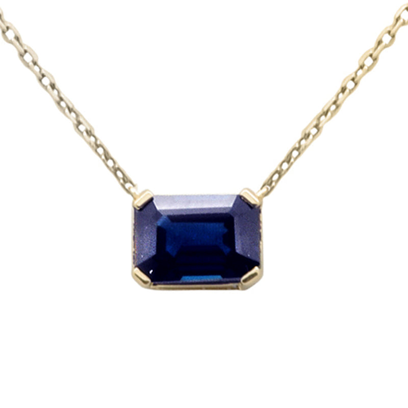 SPECIAL!1.23ct G SI 14K Yellow Gold Blue Sapphire Gemstone Solitaire Pendant Necklace 18" Chain