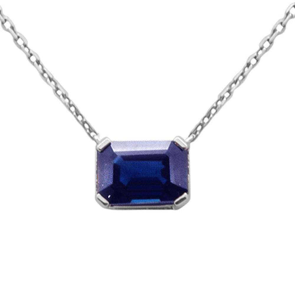 SPECIAL!1.08ct G SI 14K White Gold Blue Sapphire Gemstone Solitaire Pendant Necklace 18" Chain