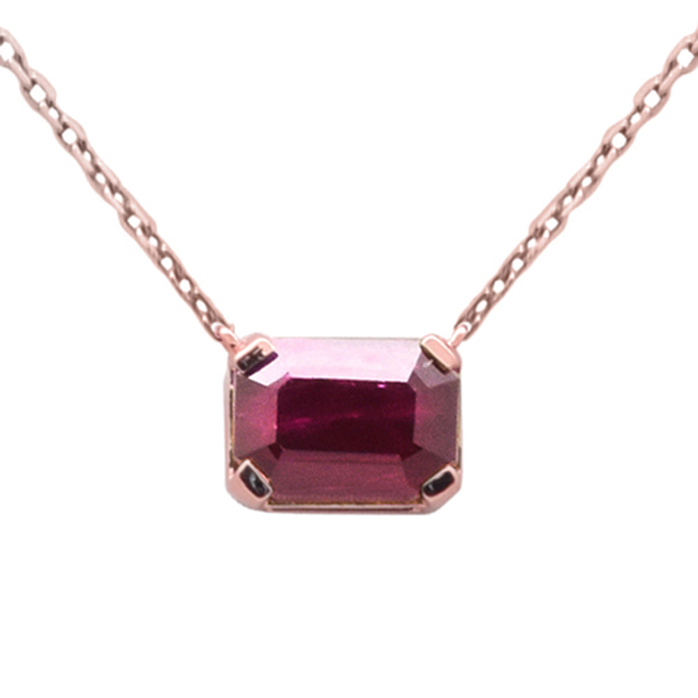 SPECIAL!.98ct G SI 14K Rose Gold Ruby Gemstone Solitare Pendant Necklace 18" Chain