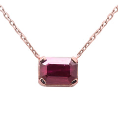 SPECIAL!.98ct G SI 14K Rose Gold Ruby Gemstone Solitare Pendant Necklace 18" Chain
