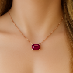 SPECIAL!.98ct G SI 14K Rose Gold Ruby Gemstone Solitare Pendant Necklace 18" Chain