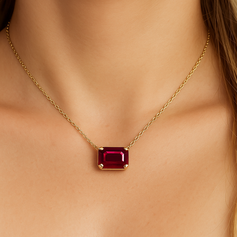SPECIAL! .76ct G SI 14K Yellow Gold Ruby Gemstone Solitaire Pendant Necklace 18" Chain