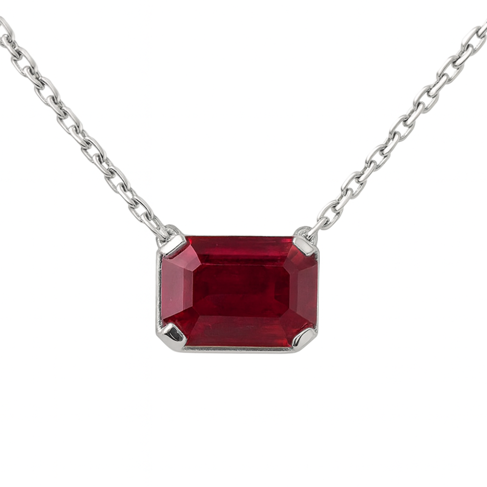 SPECIAL! 1.14ct G SI 14K White Gold Ruby Gemstone Solitaire Pendant Necklace 18" Chain