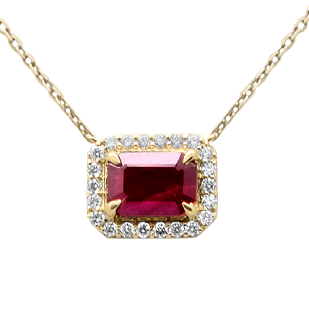 SPECIAL!1.22ct G SI 14K Yellow Gold Diamond & Ruby Gemstone Eagle Claw Prong Set Pendant Necklace 18" Chain