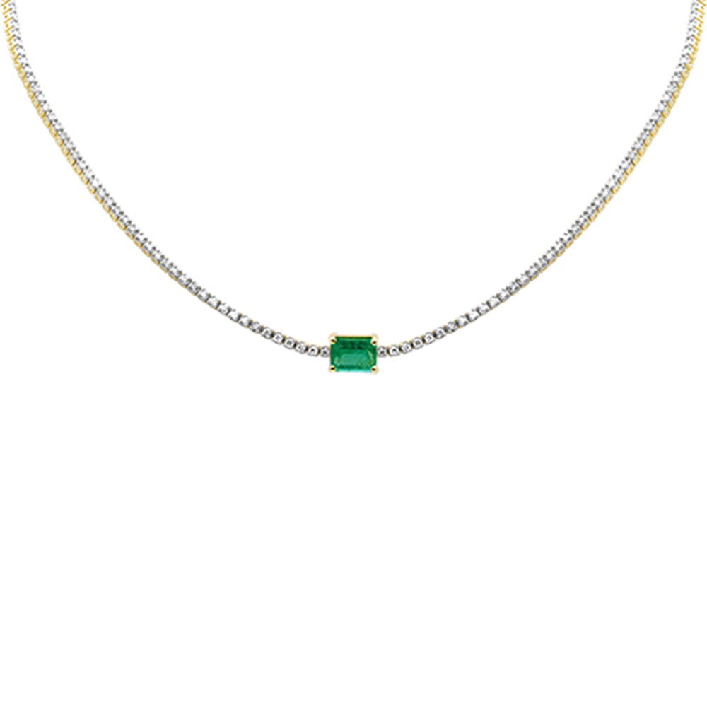 SPECIAL!4.64ct G SI 14K Yellow Gold Diamond & Emerald Gemstone Tennis Necklace 16" Long