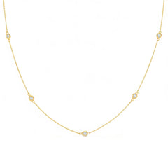 SPECIAL! .25ct G SI 14kt Yellow Gold Pear Diamond Bezel Set Station Pendant Necklace 16+2" Long