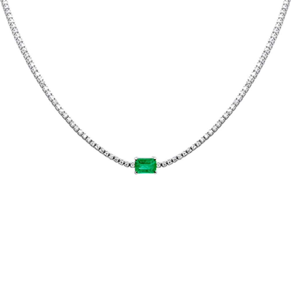SPECIAL!4.79ct G SI 14K White Gold Diamond & Emerald Gemstone Tennis Necklace 16" Long