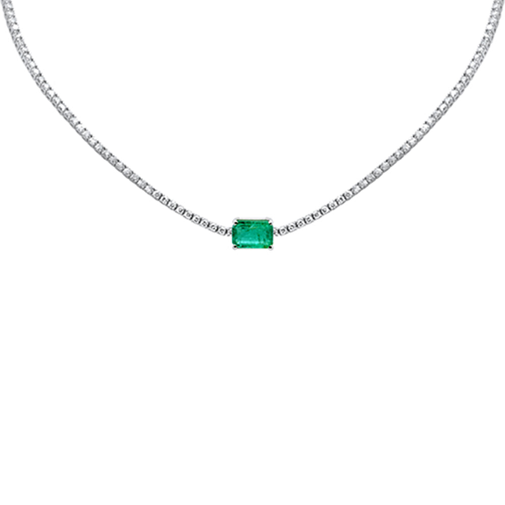 SPECIAL!7.98ct G SI 14K White Gold Diamond & Emerald Gemstone Tennis Necklace 16" Long