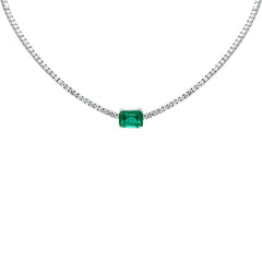SPECIAL!12.47ct G SI 14K White Gold Diamond & Emerald Gemstone Tennis Necklace 16" Long