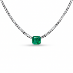 SPECIAL!16.50ct G SI 14K White Gold Diamond & Emerald Gemstone Tennis Necklace 16" Long
