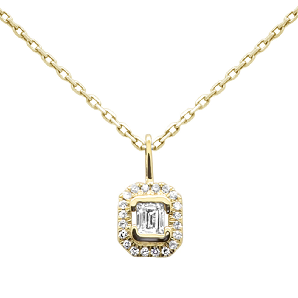 SPECIAL!.25ct G SI 14K Yellow Gold Emerald Cut Diamond Petite Pendant Necklace 18" Chain