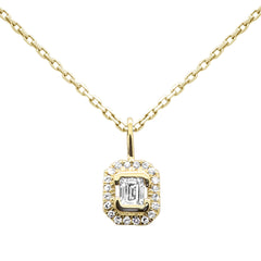 SPECIAL!.25ct G SI 14K Yellow Gold Emerald Cut Diamond Petite Pendant Necklace 18" Chain