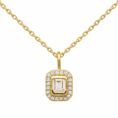 SPECIAL!.25ct G SI 14K Yellow Gold Emerald Cut Diamond Petite Pendant Necklace 18" Chain