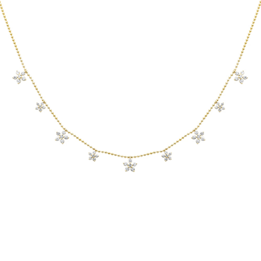 SPECIAL!.52ct G SI 14K Yellow Gold Diamond Flower Dangle Pendant Necklace 18" Long