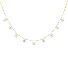 SPECIAL!.52ct G SI 14K Yellow Gold Diamond Flower Dangle Pendant Necklace 18" Long