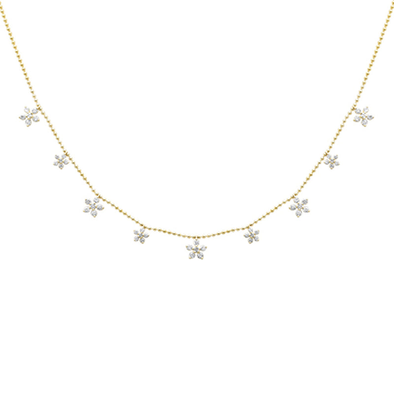 SPECIAL!.52ct G SI 14K Yellow Gold Diamond Flower Dangle Pendant Necklace 18" Long