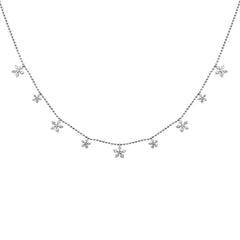 SPECIAL!.50ct G SI 14K White Gold Diamond Flower Dangle Pendant Necklace 18" Long