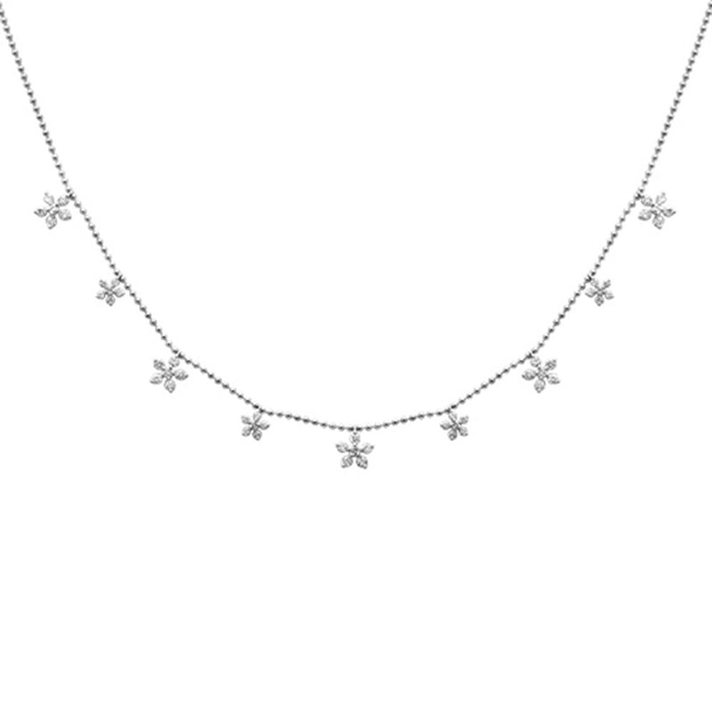 SPECIAL!.50ct G SI 14K White Gold Diamond Flower Dangle Pendant Necklace 18" Long