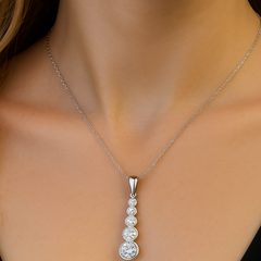 SPECIAL!.51ct G SI 14K White Gold Diamond Graduated Journey 5 Stone Pendant Necklace 18" Long