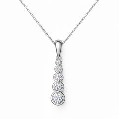 SPECIAL!.51ct G SI 14K White Gold Diamond Graduated Journey 5 Stone Pendant Necklace 18" Long