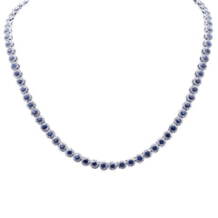 SPECIAL!15.81ct G SI 14K White Gold Diamond & Blue Sapphire Gemstone Necklace 16" Long