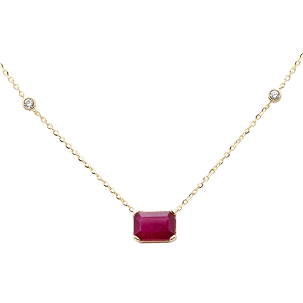 SPECIAL!1.09ct G SI 14K Yellow Gold Diamond & Ruby Gemstone Pendant 18" Long