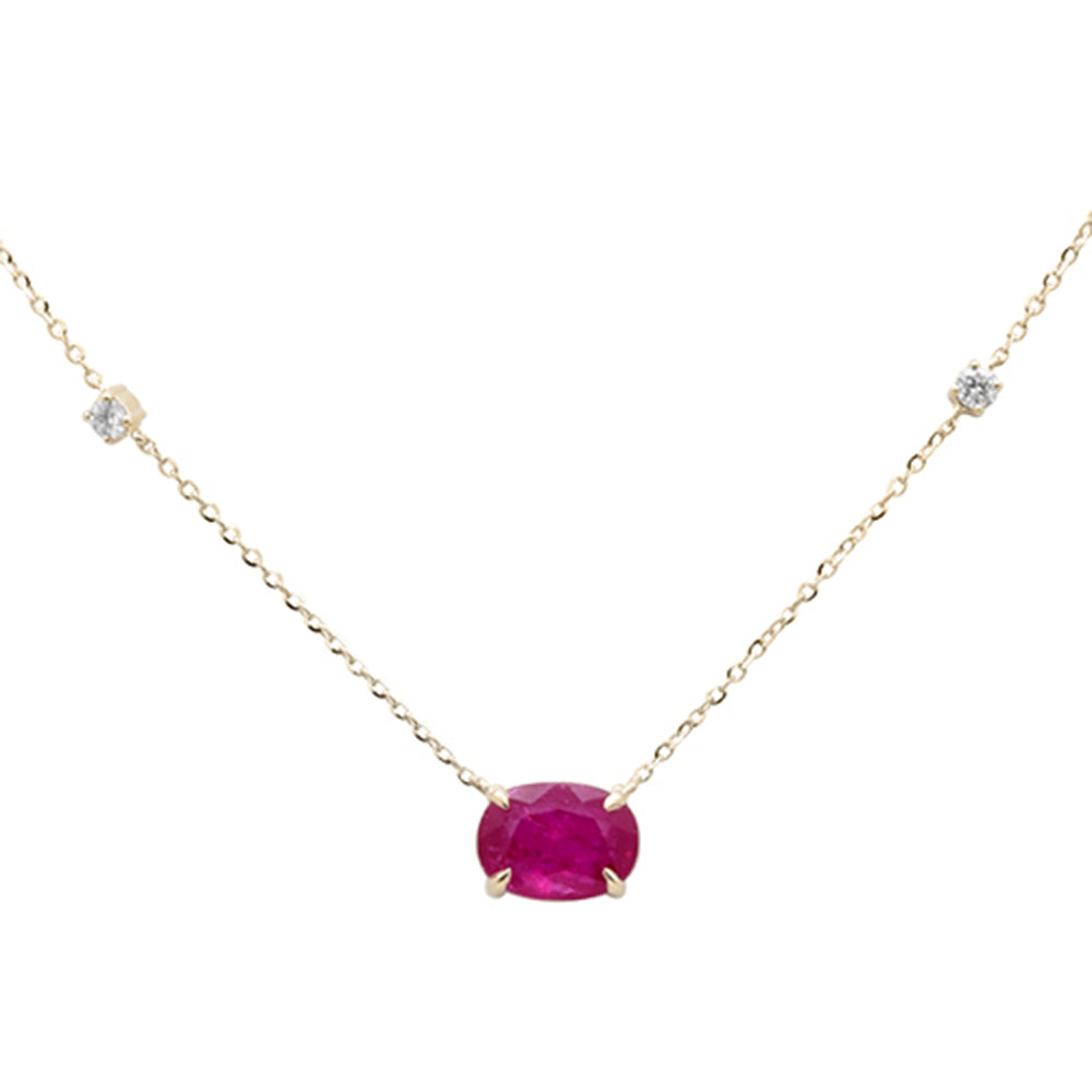 SPECIAL!.92ct G SI 14K Yellow Gold Diamond & Ruby Gemstone Pendant 18" Long