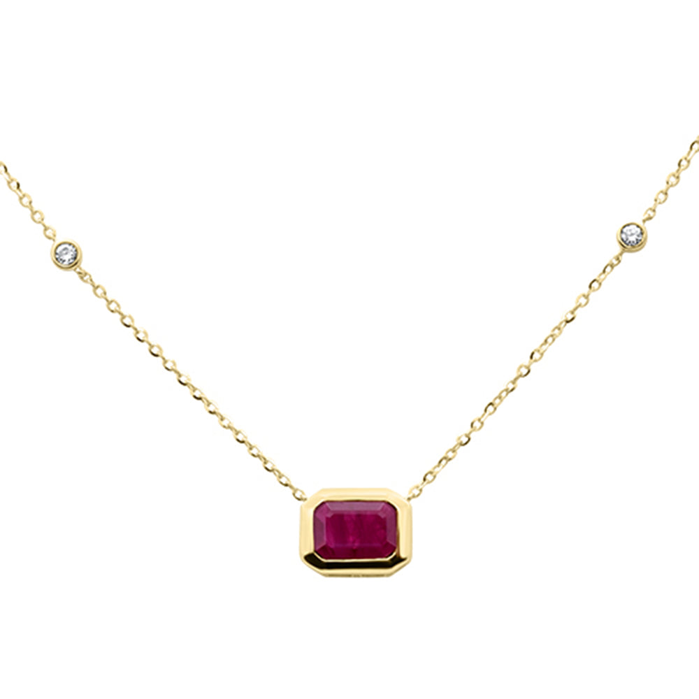 SPECIAL!.85ct G SI 14K Yellow Gold Diamond & Ruby Gemstone Pendant 18" Long