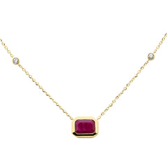 SPECIAL!.85ct G SI 14K Yellow Gold Diamond & Ruby Gemstone Pendant 18" Long