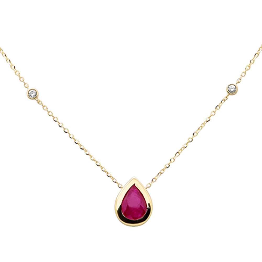 SPECIAL! .63ct G SI 14K Yellow Gold Diamond & Ruby Gemstone Pendant 18" Long