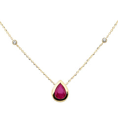 SPECIAL! .63ct G SI 14K Yellow Gold Diamond & Ruby Gemstone Pendant 18" Long