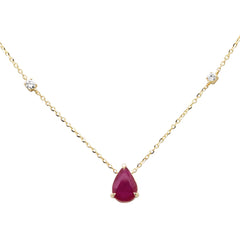 SPECIAL!.93ct G SI 14K Yellow Gold Diamond & Ruby Gemstone Pendant 18" Long
