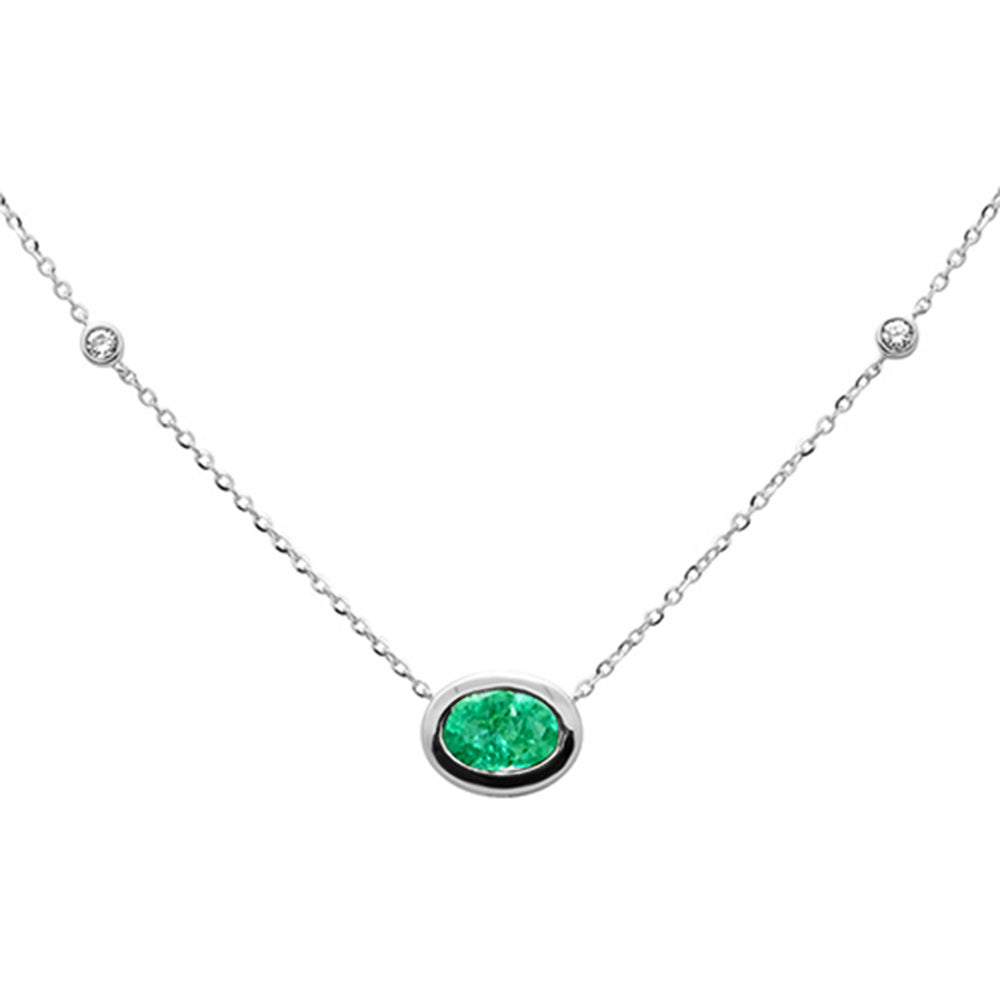 SPECIAL!.70ct G SI 14K Yellow Gold Diamond & Emerald Gemstone Pendant 18" Long