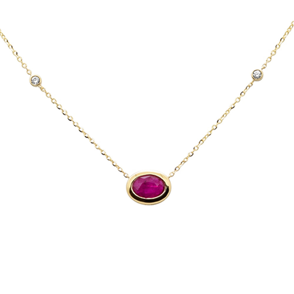 SPECIAL!.95ct G SI 14K Yellow Gold Diamond & Ruby Gemstone Pendant 18" Long