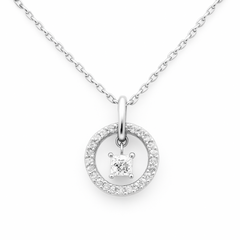 SPECIAL! .23ct G SI 14K White Gold Diamond Solitare Pendant 18" Long