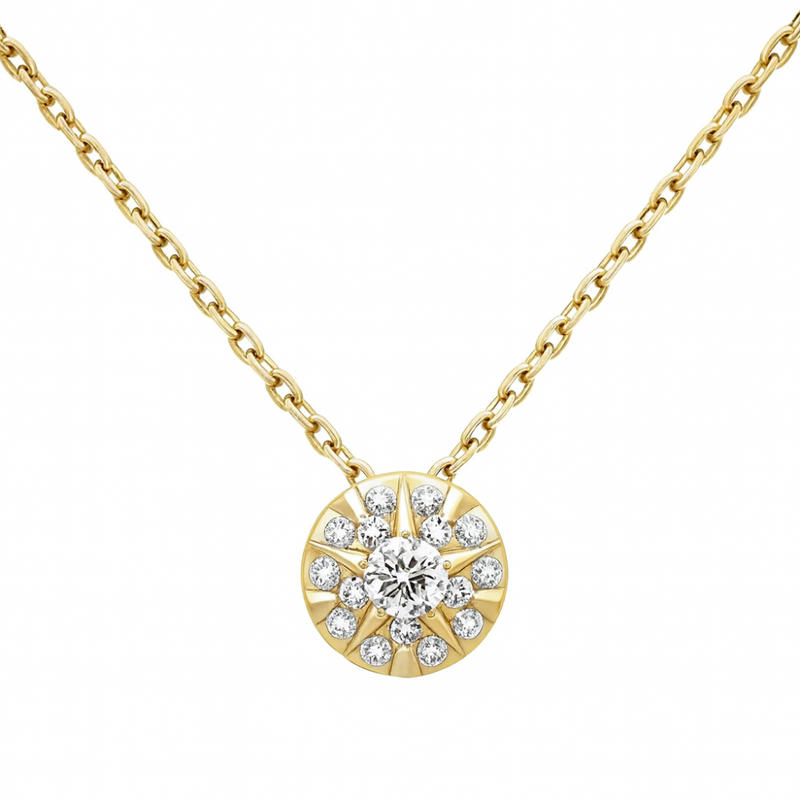 SPECIAL! .20ct G SI 14K Yellow Gold Diamond Round Shape Pendant Necklace 18" Long