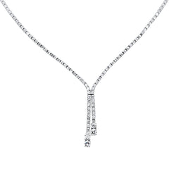 SPECIAL! 7.74ct G SI 14K White Gold Diamond Drop Lariat Tennis Necklace 16+2" Long