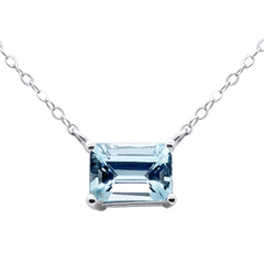 SPECIAL!1.22ct G SI 14K White Gold Aquamarine Gemstone Solitaire Pendant Necklace 18" Long