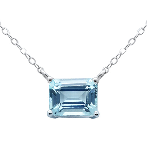 SPECIAL!1.50ct G SI 14K White Gold Aquamarine Gemstone Solitaire Pendant Necklace 18" Long