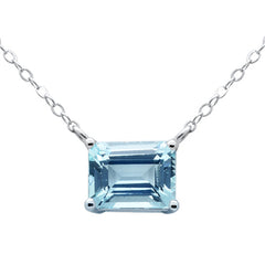 SPECIAL!1.50ct G SI 14K White Gold Aquamarine Gemstone Solitaire Pendant Necklace 18" Long