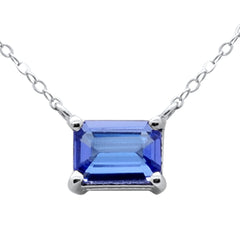 SPECIAL! .86ct G SI 14K White Gold Tanzanite Gemstone Solitaire Pendant Necklace 18" Long