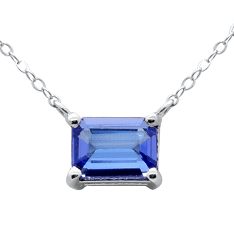 SPECIAL! .86ct G SI 14K White Gold Tanzanite Gemstone Solitaire Pendant Necklace 18" Long