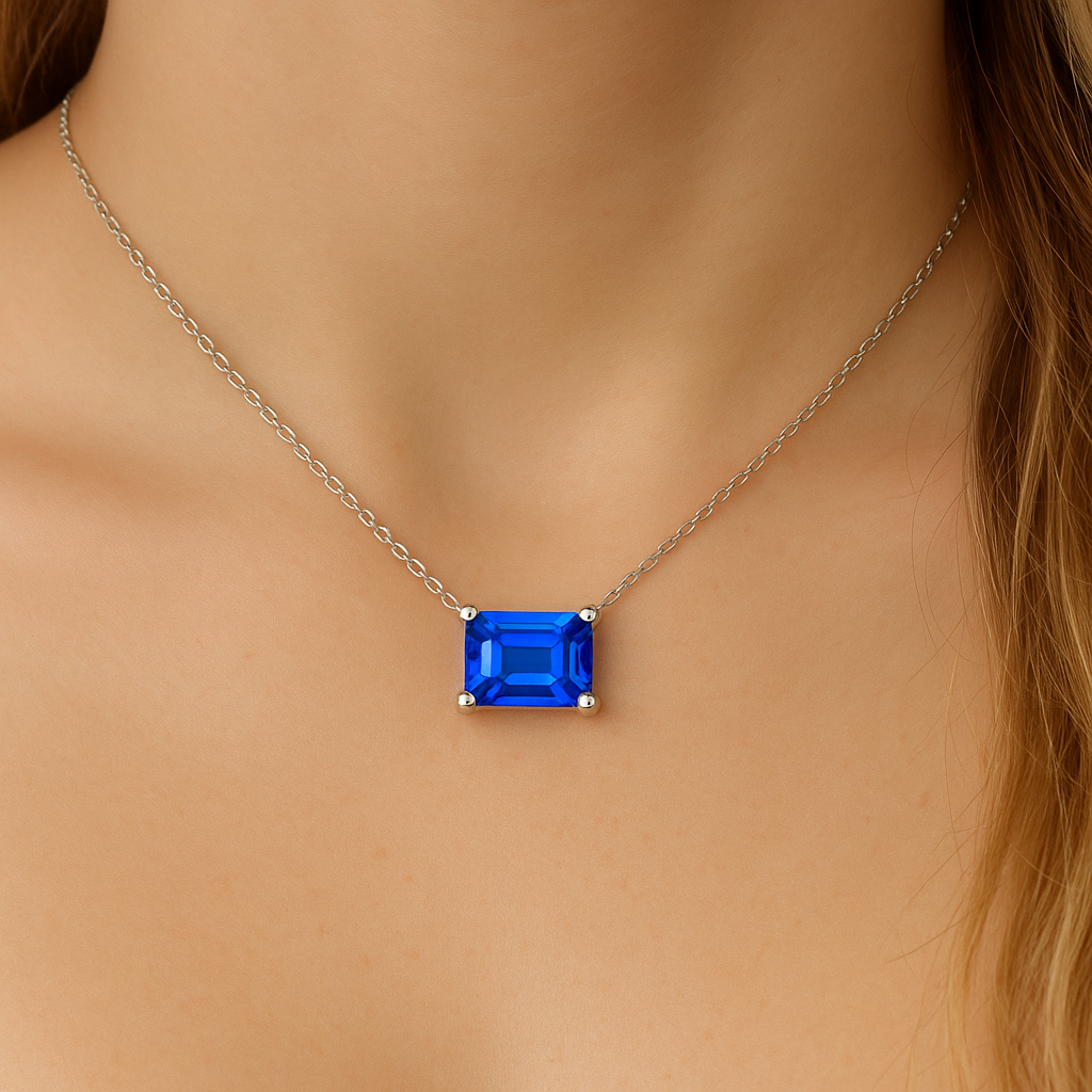 SPECIAL! .86ct G SI 14K White Gold Tanzanite Gemstone Solitaire Pendant Necklace 18" Long