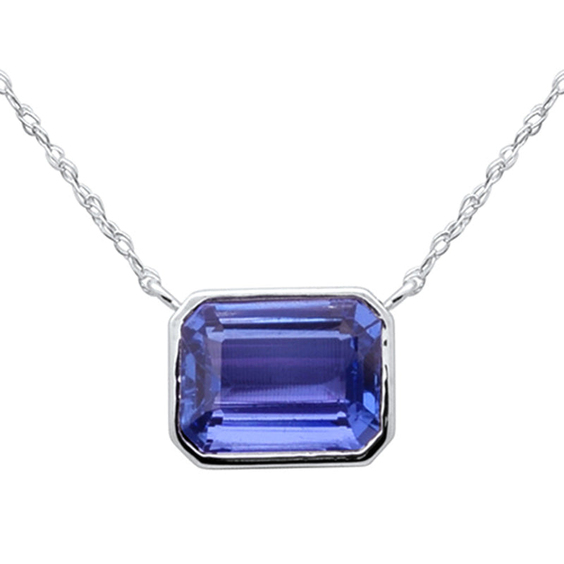 SPECIAL!2.47ct G SI 14K White Gold Bezel Set Tanzanite Gemstone Pendant Necklace 18" Long