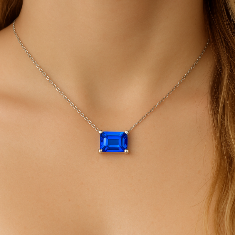 SPECIAL!1.50ct G SI 14K White Gold Tanzanite Gemstone Solitaire Pendant Necklace 18" Long